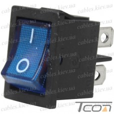 Переключатель Daier KCD1-4-201N, с подсветкой, ON-OFF, 4pin, 6A 250V, синий
