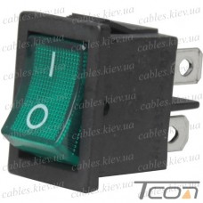 Переключатель Daier KCD1-4-201N, с подсветкой, ON-OFF, 4pin, 6A 250V, зелёный