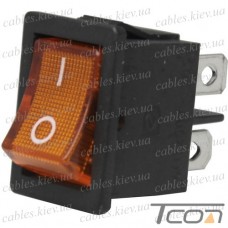 Переключатель Daier KCD1-4-201N, с подсветкой, ON-OFF, 4pin, 6A 250V, жёлтый