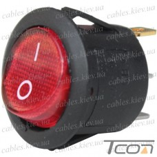 Переключатель Daier KCD1-5-101N с подсветкой, ON-OFF, 3pin, 6A 250V, красный