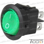 Переключатель Daier KCD1-8-201N, с подсветкой, ON-OFF, 4pin, 6A 250V, зелёный