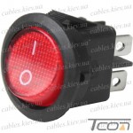 Переключатель Daier KCD1-8-201N, с подсветкой, ON-OFF, 4pin, 6A 250V, красный