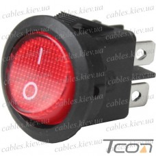 Переключатель Daier KCD1-8-201N, с подсветкой, ON-OFF, 4pin, 6A 250V, красный