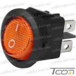 Переключатель Daier KCD1-8-201N, с подсветкой, ON-OFF, 4pin, 6A 250V, жёлтый