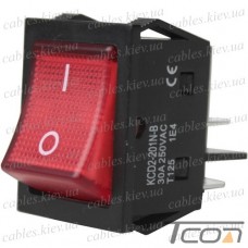 Переключатель Daier KCD2-201N-B, с подсветкой, ON-OFF, 4pin, 30A 250V, красный