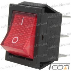 Переключатель Daier KCD2-202N, с подсветкой, ON-ON, 6pin, 15A 250V, красный