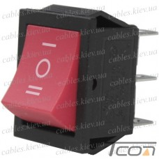 Переключатель Daier KCD2-203, ON-OFF-ON, 6pin, 15A 250V, красный