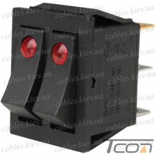 Переключатель Daier KCD2-2101EN, двойной, с подсветкой, ON-OFF, 6pin, 15A 250V