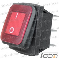 Переключатель Daier KCD2-202NW, с подсветкой, влагозащищённый, ON-ON, 6pin, 15A 250V, красный