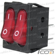 Переключатель Daier KCD2-5-2101, двойной, ON-OFF, 4pin, 15A 250V, красный