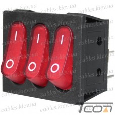 Переключатель Daier KCD2-3101, тройной, ON-OFF, 6pin, 15A 250V, красный