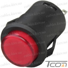 Кнопка Daier R16-503AD-K RD, OFF-ON, с подсветкой, 4 pin, 3A 250V, красная