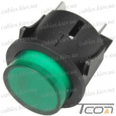Кнопка Daier PS18-16N-2, с подсветкой, ON-(OFF), без фиксации, 4pin, 16A 250V, зелёная