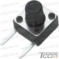 Тактовая кнопка KFC-A06P2-7.0, OFF-(ON), 2pin, 6х6х7.0мм, чёрная