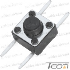 Тактовая кнопка  Daier KFC-A06P4-5.0, OFF-(ON), 4pin, 6х6х5.0мм, чёрная