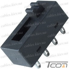 Переключатель ползунковый Daier SS-23N02, с фиксацией, ON-ON-ON, 8pin, 8A 250V (под пайку)