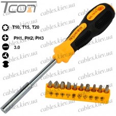 Набор, отвертка магнитная + 10бит (RT-1610), R'Deer
