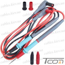 Шнуры мультиметра с тонкими щупами, 20А, 4мм, силиконовый кабель 20AWG (пара)