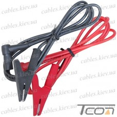 Шнур мультиметра банан-зажим тестерный 30А, силиконовый кабель 16AWG, 1м (пара)