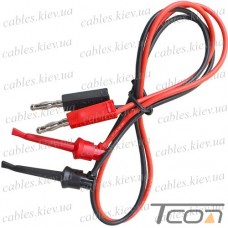 Шнур мультиметра банан - щуп крючок, силиконовый кабель 16AWG, 0.6м (пара)