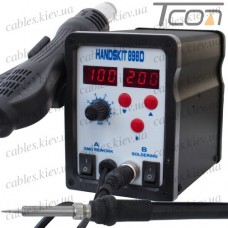 Паяльная станция 2в1 HandsKit 898D (паяльник+турбинный фен), 2 дисплея