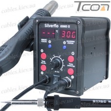 Паяльная станция 2в1 Silverflo 8586D-II (паяльник+фен), 2 дисплея, 750W, 200-480°C, 220V