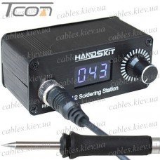 Мини паяльная станция HandsKit T12C LED дисплей, 72W, 200-450°C, DC-12-24V с блоком питания