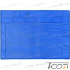 Коврик для пайки Yihua T24, силиконовый термостойкий 440х310мм, с ячейками, синий