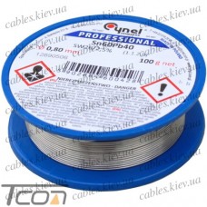 Припой Cynel Sn60Pb40-SW26, диам.-0.8мм, 100г, на катушке