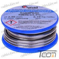 Припой Cynel Sn60Pb40-SW26, диам.-2.5мм, 100г, на катушке