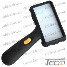 Лупа ручная MG84026A прямоугольная, с LED подсветкой, 2-х кратное увеличение, диам.-100х50мм, Zhongdi
