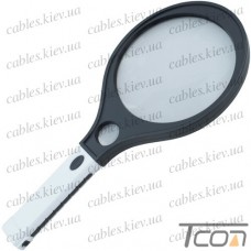Лупа ручная MG80150-B круглая с LED подсветкой +UV, 2X, диам.-150мм + 10X, диам.-30мм, Zhongdi