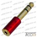 Переходник штекер 6,3 мм стерео - гнездо 3,5 мм стерео, gold, (красный/голубой), PowerCon рис 5