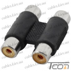 Переходник 2 гнезда RCA - 2 гнезда RCA, корпус пластик, Tcom