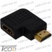 Купить Переходник штекер HDMI - гнездо HDMI, угловой горизонтальный, левый, gold, пластик, Tcom по выгодной цене