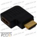 Фото, характеристики, описание Переходник штекер HDMI - гнездо HDMI, угловой горизонтальный, правый, gold, пластик, Tcom