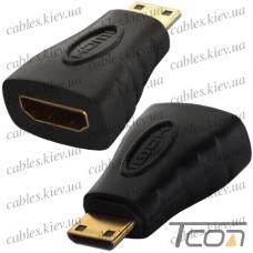 Переходник штекер mini HDMI - гнездо HDMI, "позолоченный", корпус_пластик, Tcom