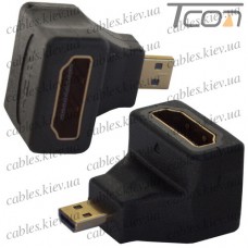 Переходник штекер micro HDMI - гнездо HDMI, угловой, "позолоченный", корпус пластик, Tcom