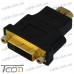 Купить Переходник гнездо DVI (24+1) - штекер HDMI, gold, пластик, Tcom по выгодной цене