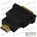 Фото, характеристики, описание Переходник гнездо DVI (24+1) - штекер HDMI, gold, пластик, Tcom