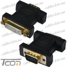 Переходник гнездо DVI(24+5) - штекер VGA, gold, пластик, Tcom