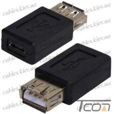 Переходник гнездо USB A - гнездо micro USB, Tcom