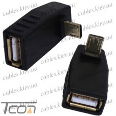 Переходник гнездо USB A - штекер micro USB, угловой, Tcom