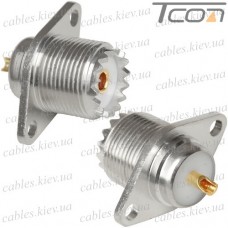 Гнездо UHF монтажное фланец 2 отверстия, латунь