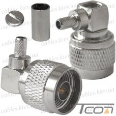 Штекер N (RG-58) Dosin, обжимной, под кабель, угловой, медь
