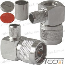 Штекер N (RG-8) Dosin, обжимной, под кабель, угловой, медь