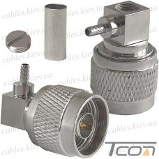 Штекер N (RG-316) Dosin, обжимной, под кабель, угловой, медь