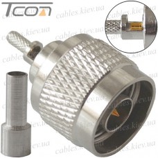 Штекер N-J (RG-316) Dosin, с окошком под пайку, обжимной, под кабель, медь