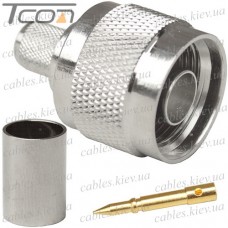 Штекер N (RG-6/5B-FB), обжимной, под кабель, латунь