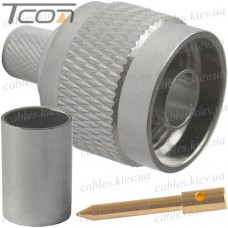 Штекер N (RG-6/5B-FB), обжимной, под кабель, медь